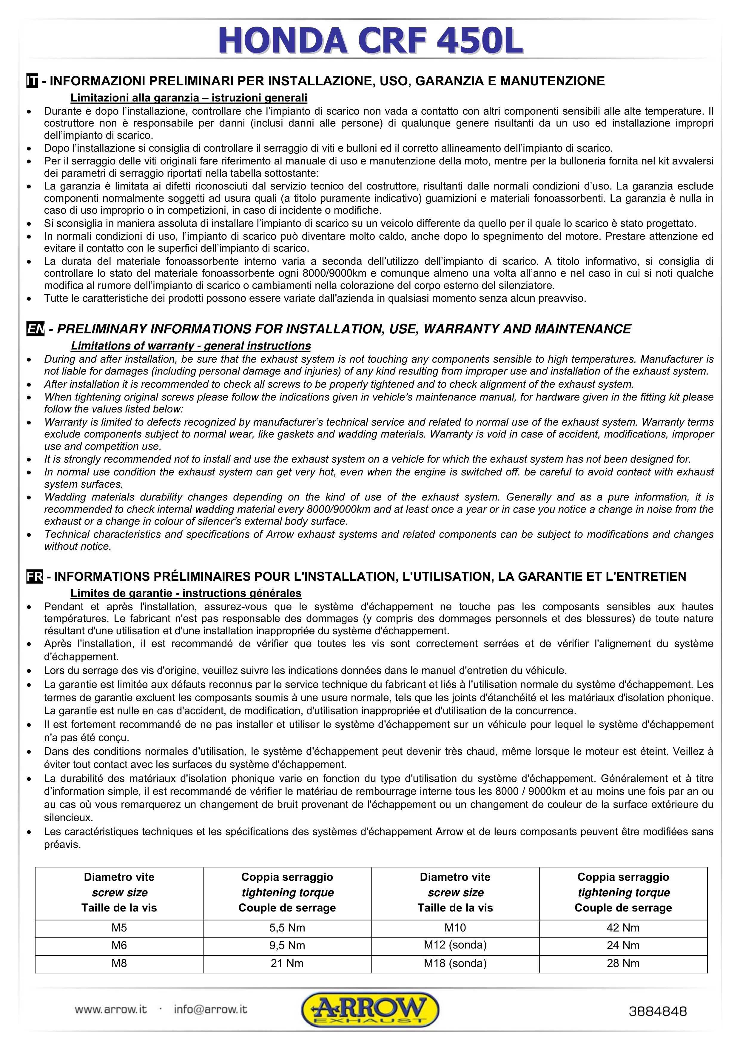 CRF450L CRF450RL 2019-2025 ARROW SLIP-ON EXHAUST - Image 6